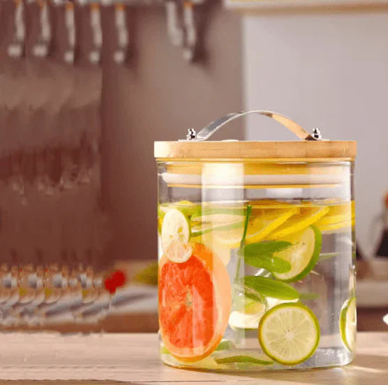 Glass Water Dispenser with Natural Wooden Stand